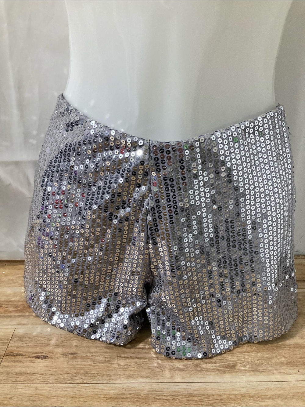 SMS Silver Sequin Party Shorts Festival Disco Rave Y2K Medium